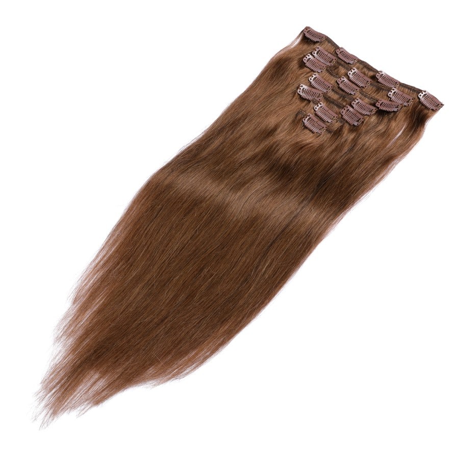 Chestnut Brown #6 Seamless Clip-in Extensions - 100% Real Remy Human Hair