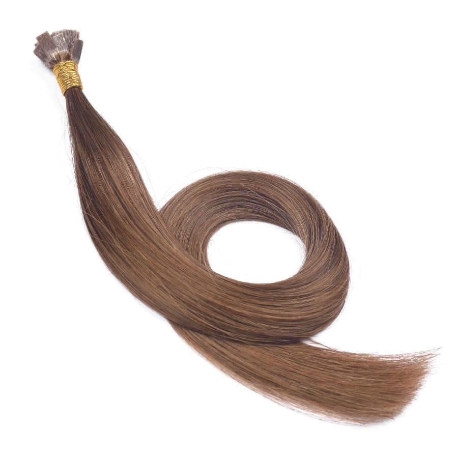 Extensiones de queratina preadheridas Fusion de color castaño n.° 6, 20 gramos, 100 % cabello humano Remy real