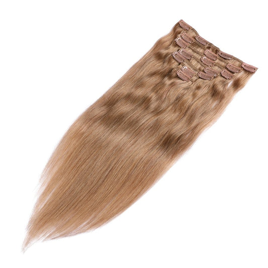 Honey Brown #12 Seamless Clip-in Extensions - 100% Real Remy Human Hair