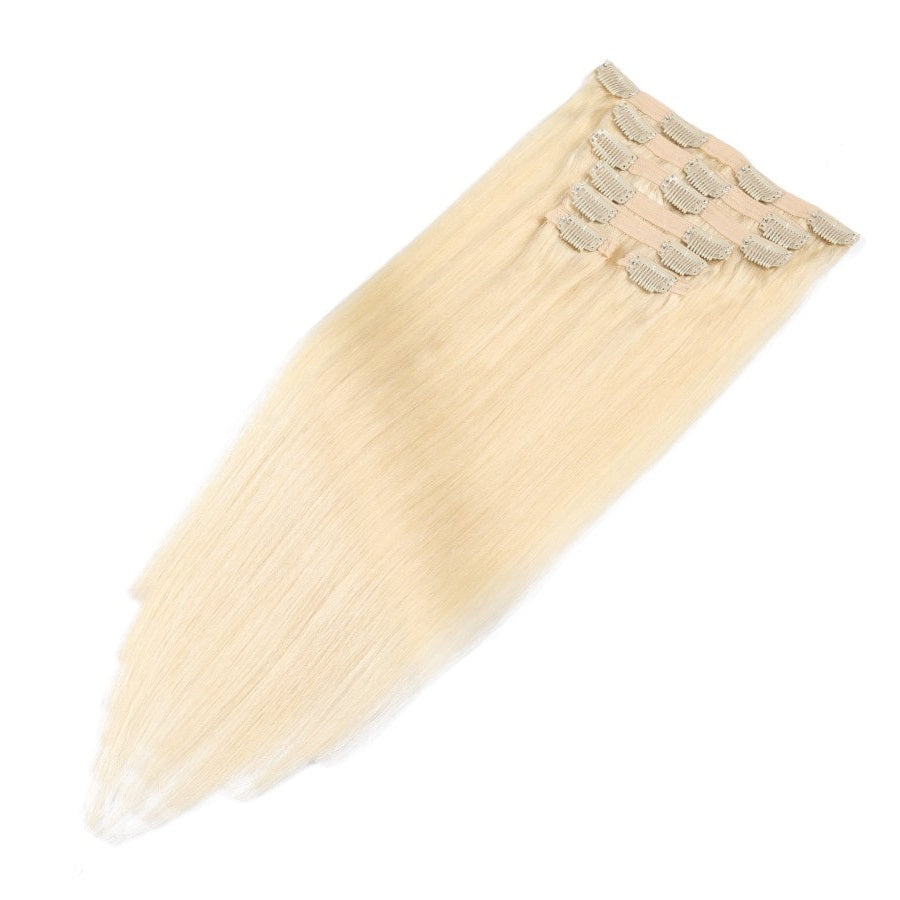 Blonde #60 Seamless Clip-in Extensions - 100% Real Remy Human Hair