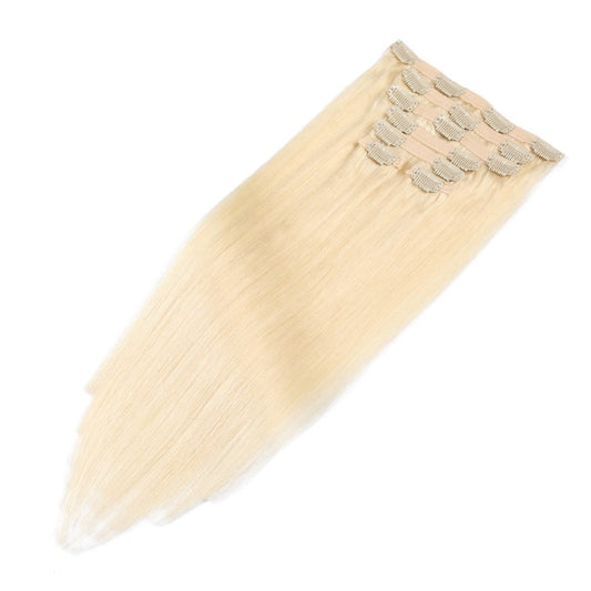 Blonde #60 Seamless Clip-in Extensions - 100% Real Remy Human Hair