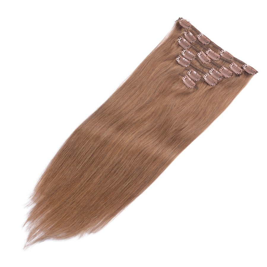 Light Brown #8 Seamless Clip-in Extensions - 100% Real Remy Human Hair