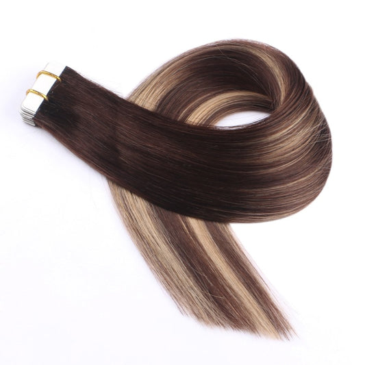 Dark Brown & Blonde Balayage Invisible Tape-in Extensions, 20 wefts, 45 grams, 100% Real Remy Human Hair