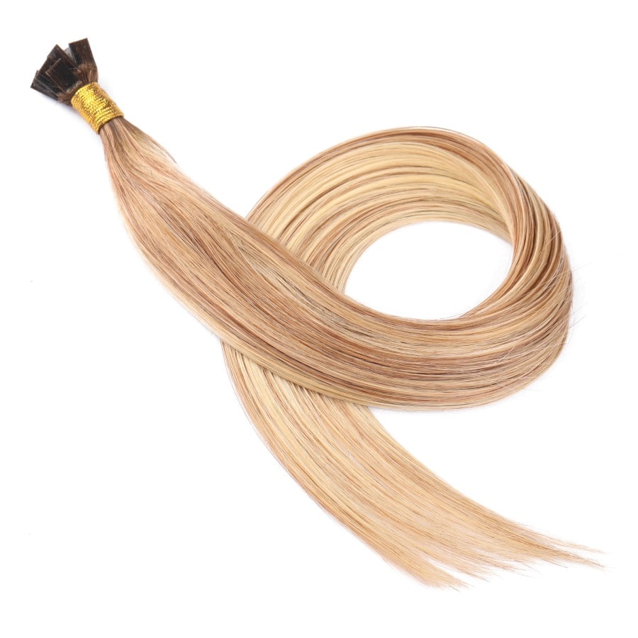 Rooted Honey Blonde Highlights #4t12/613 Fusion Prebonded Keratin Tip Extensions, 20 grams, 100% Real Remy Human Hair