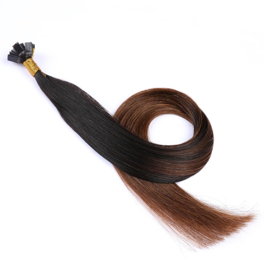 Extensions de pointes de kératine pré-collées Ombre Chestnut Brown Fusion, 20 grammes, 100 % vrais cheveux humains Remy