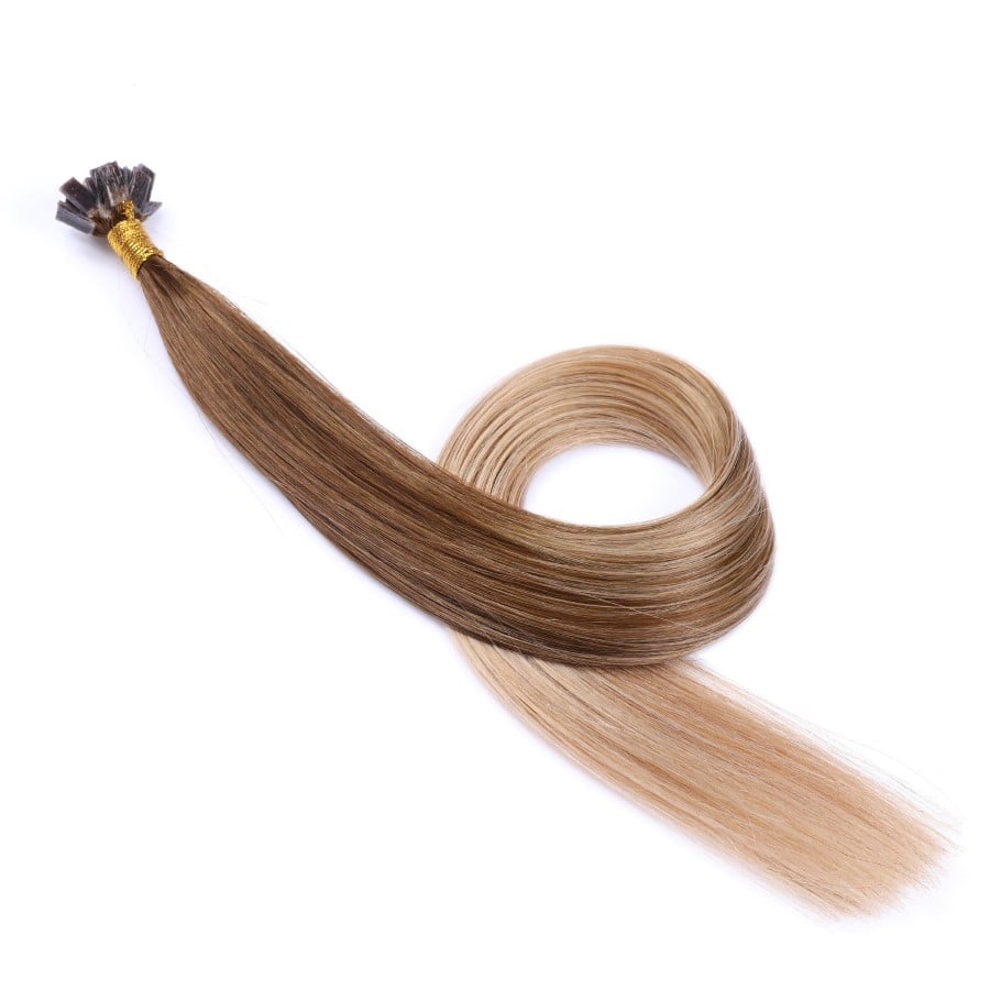 Extensiones de queratina preadheridas con fusión de rubio ombré, 20 gramos, cabello humano 100 % Remy real