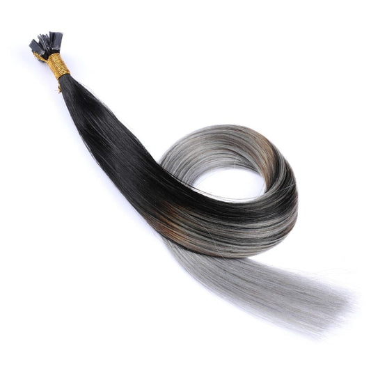 Ombre Gray Fusion Prebonded Keratin Tip Extensions, 20 grams, 100% Real Remy Human Hair