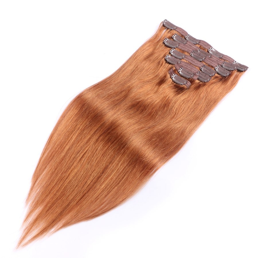 Ginger #30 Seamless Clip-in Extensions - 100% Real Remy Human Hair