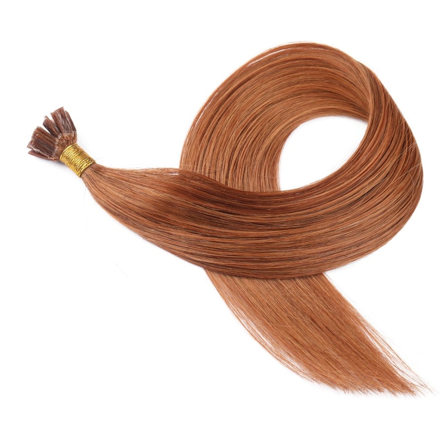 Extensiones de queratina preadheridas Fusion Ginger #30, 20 gramos, 100 % cabello humano Remy real