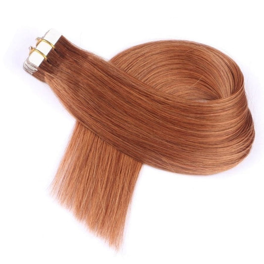 Ginger Invisible Tape-in Extensions, 20 wefts, 45 grams, 100% Real Remy Human Hair