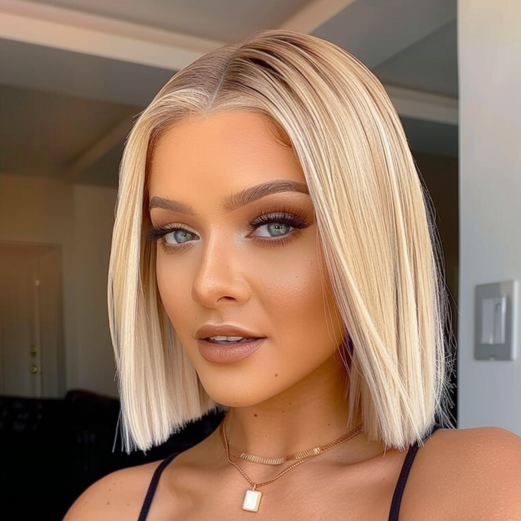 10" 12T613 - Couleur courte #12T613 Perruque de cheveux humains Remy 10 pouces Brun miel / Blond décoloré