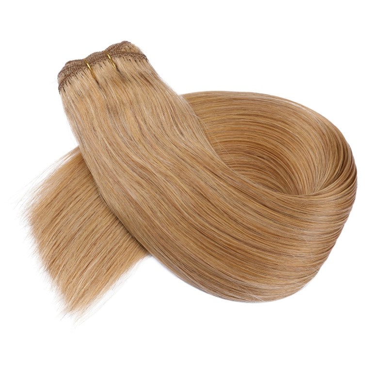 Extension de cheveux tissés à coudre blond fraise #27, 100 % vrais cheveux humains Remy