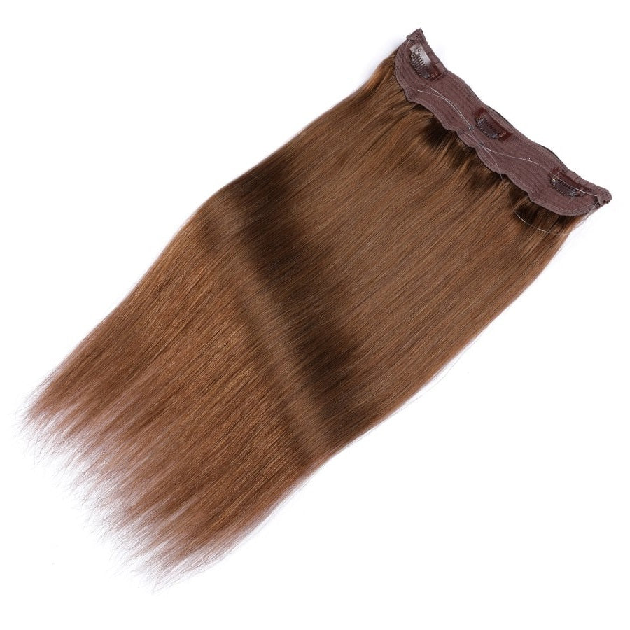 Extensiones de cabello con alambre invisible de color castaño n.° 6: cabello humano Remy 100 % real