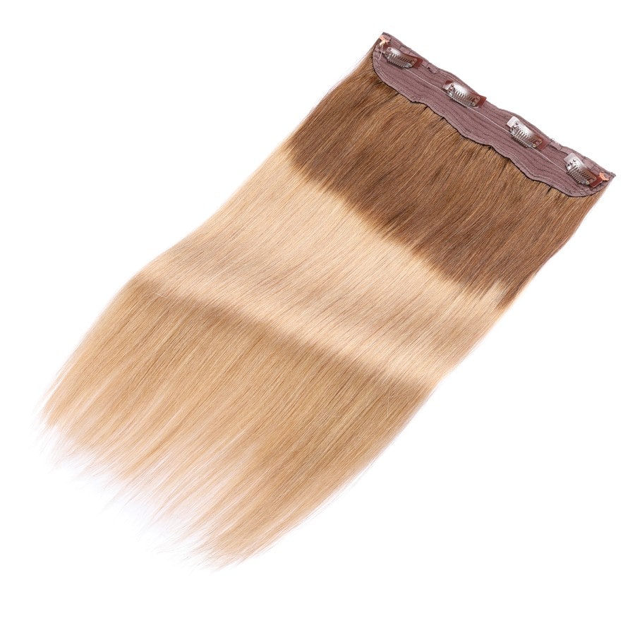 Extensiones de cabello rubio degradado con alambre invisible: cabello humano Remy 100 % real
