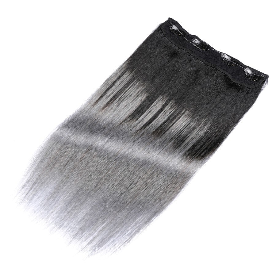 Extensiones de cabello con alambre invisible en tono gris ombré: cabello humano Remy 100 % real