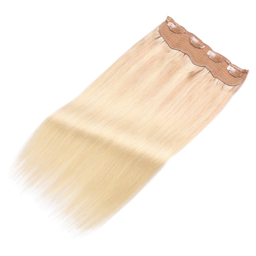 Extensiones de cabello con alambre invisible en tono rubio claro ombré: cabello humano Remy 100 % real