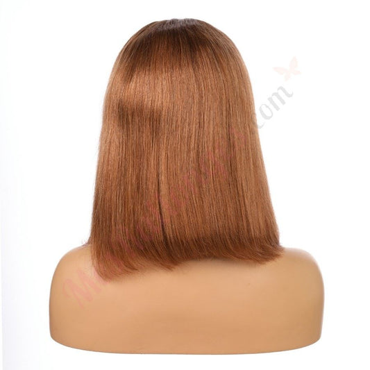 14" #1bt/33-bobo - Short Color #1bt/33-bobo Remy Human Hair Wig 14 inches Dark Auburn