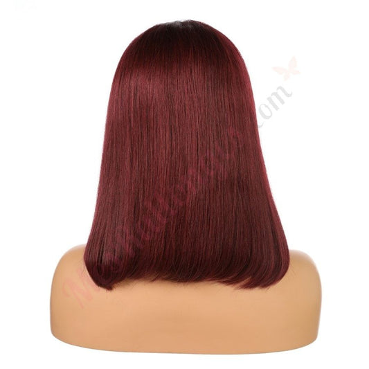 16" #1bt/99j-bobo - Short Color #1bt/99j Remy Human Hair Wig 16 inches Burgundy