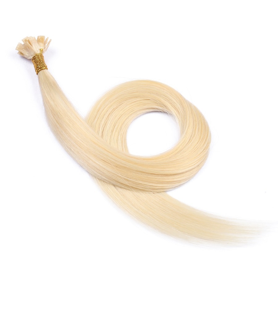Extensions de pointes en kératine pré-collées Fusion Blonde décolorée #613, 20 grammes, 100 % vrais cheveux humains Remy