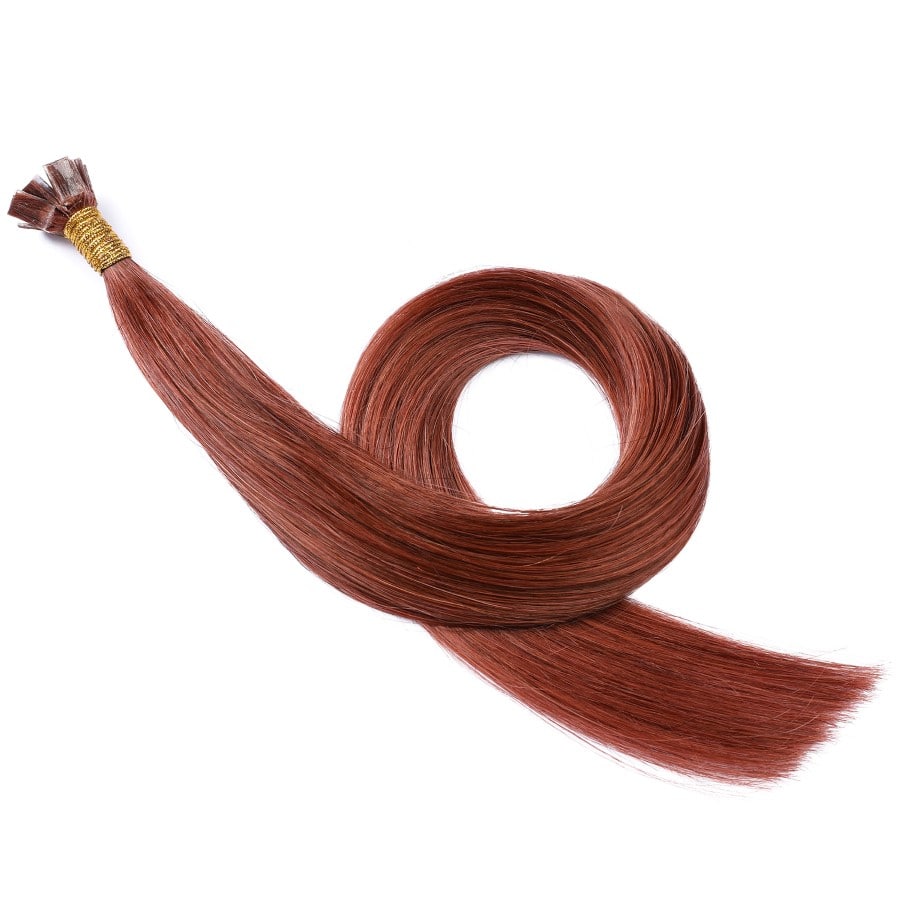 Extensiones de queratina preadheridas Fusion color castaño oscuro n.° 33, 20 gramos, 100 % cabello humano Remy real