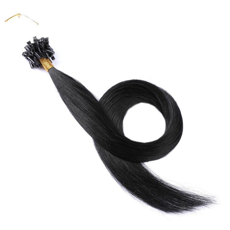 Jet Black #1 Micro Loop Beads Hair Extensions, 20 grams, 100% Real Remy Human Hair
