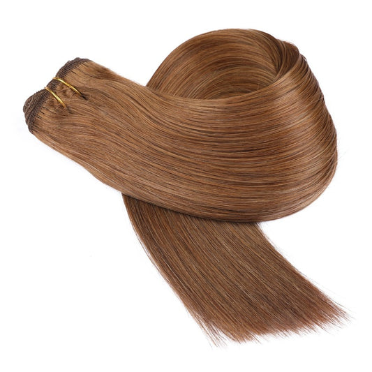 Extension de cheveux tissés à coudre châtain brun #6, 100 % vrais cheveux humains Remy