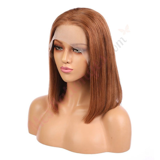 Bella - Short Brunette Remy Human Hair Wig 14 Inches Bob Wig