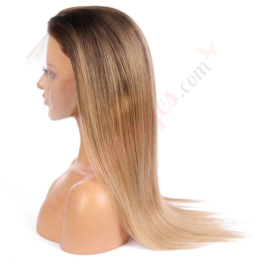 Ava - Long Ombre Blonde Remy Human Hair Wig 18 Inches