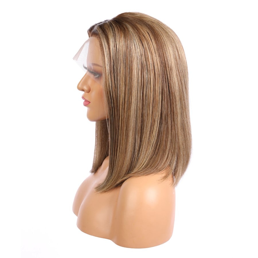 Avery - Short Highlighted Blonde Remy Human Hair Wig 14 Inches Bob Wig