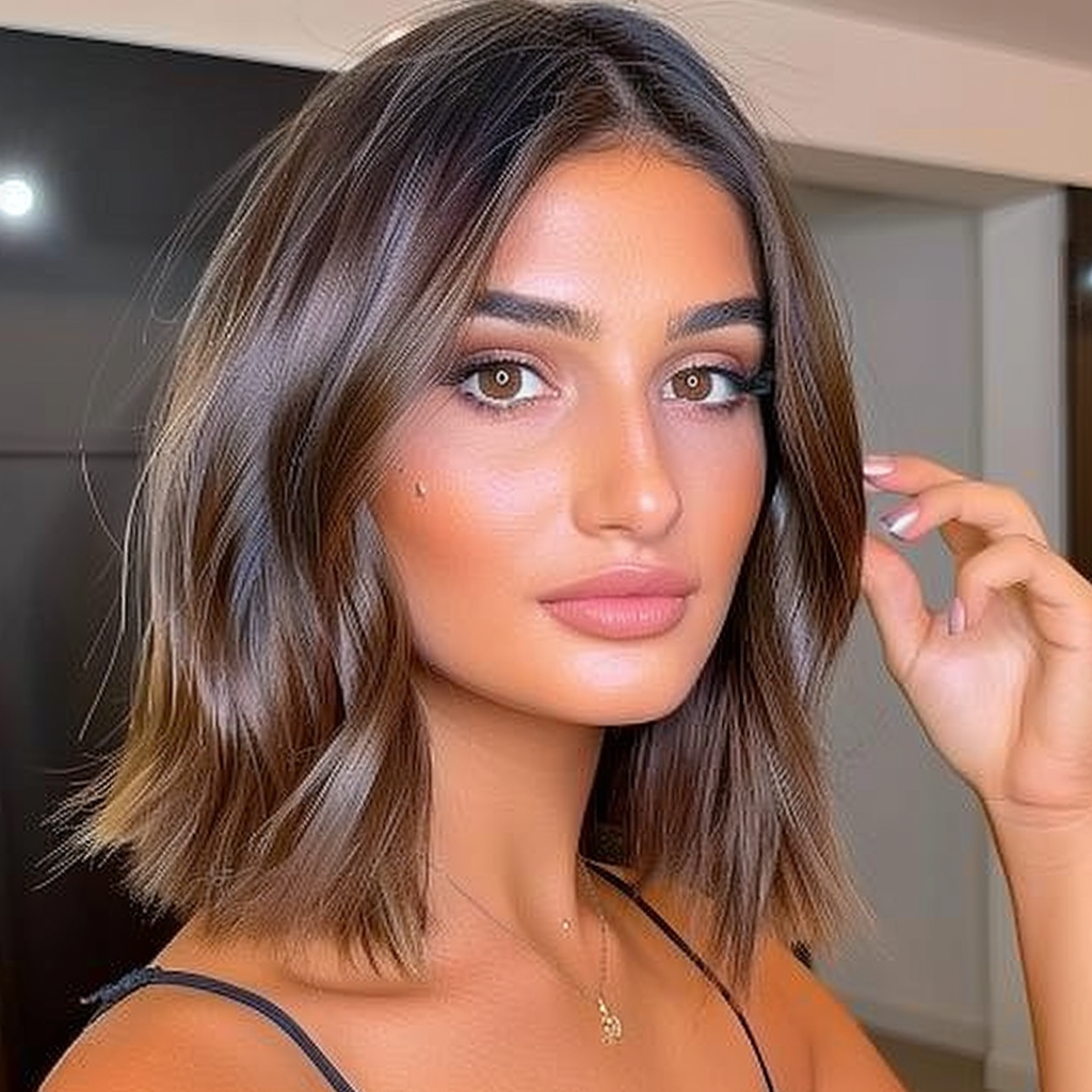 Layla - Short Brunette Remy Human Hair Wig 14 Inches Bob Wig