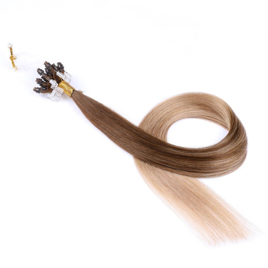 Extensions de cheveux en perles micro boucles blondes ombrées, 20 grammes, 100 % vrais cheveux humains Remy