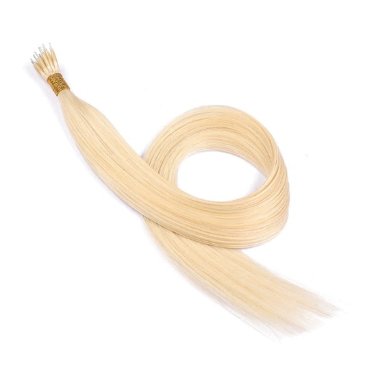 Extensions de cheveux blondes #60 Nano Rings Beads, 20 grammes, 100 % cheveux humains Remy