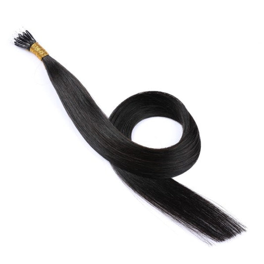 Extensions de cheveux en perles Nano Rings noires/brunes #1b, 20 grammes, 100 % vrais cheveux humains Remy