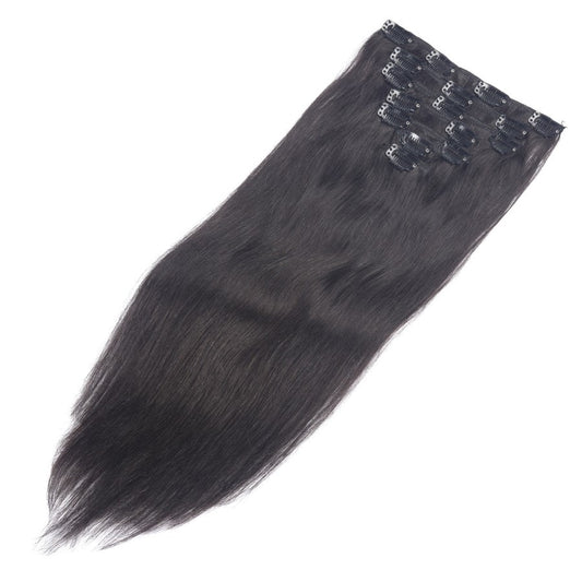 Black Brown #1b Seamless Clip-in Extensions - 100% Real Remy Human Hair