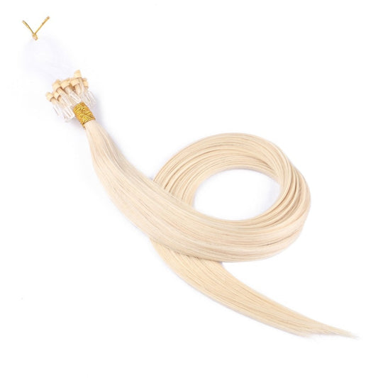 Extensiones de cabello rubio platino con microcuentas en bucle, 20 gramos, 100 % cabello humano Remy real