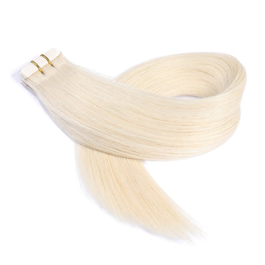 Platinum Blonde Tape-in Extensions, 20 wefts, 45 grams, 100% Real Remy Human Hair