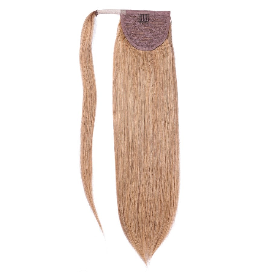 Extensiones de cabello para cola de caballo color castaño claro n.° 8: cabello humano Remy 100 % real