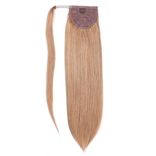 Extensions de cheveux queue de cheval châtain clair #8 - 100 % cheveux humains Remy