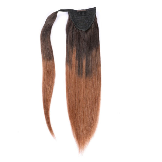 Ombre Chestnut Brown Ponytail Hair Extensions - 100% Real Remy Human Hair