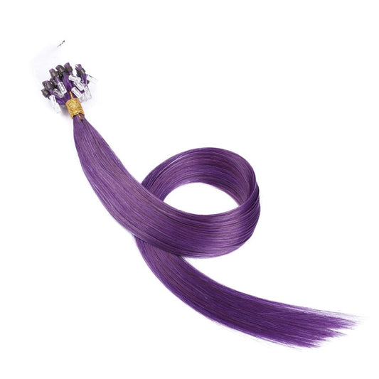 Extensiones de cabello con microperlas moradas, 20 gramos, 100 % cabello humano Remy real