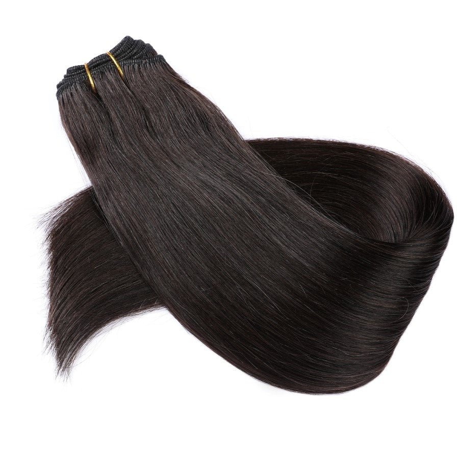 Extension de cheveux tissés à coudre noir/marron #1b, 100 % cheveux humains Remy