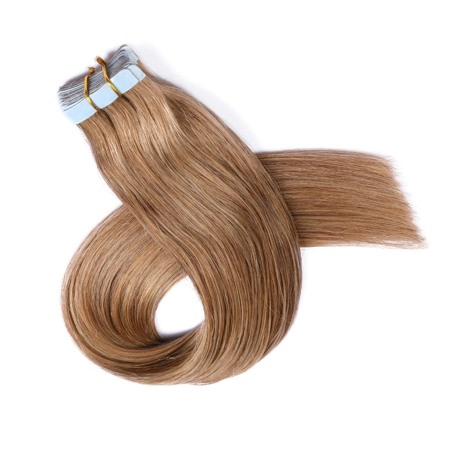 Extensions adhésives Honey Brown #12, 20 trames, 45 grammes, 100 % cheveux humains Remy