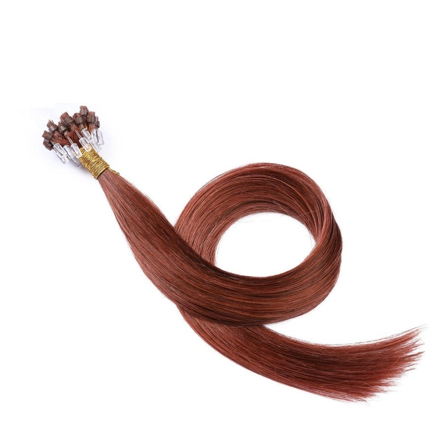 Extensiones de cabello con microcuentas en bucle, color castaño oscuro n.° 33, 20 gramos, 100 % cabello humano Remy real