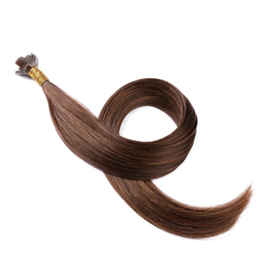 Extensions de pointes de kératine pré-collées Fusion Brun chocolat #4, 20 grammes, 100 % vrais cheveux humains Remy