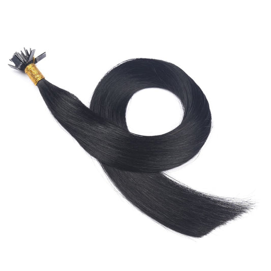 Jet Black #1 Fusion Prebonded Keratin Tip Extensions, 20 grams, 100% Real Remy Human Hair