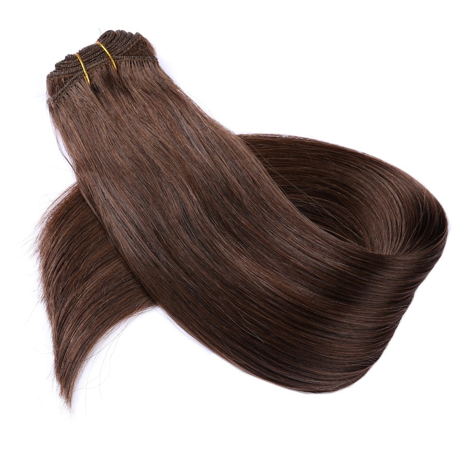 Extension de cheveux tissés à coudre brun foncé #2, 100 % vrais cheveux humains Remy
