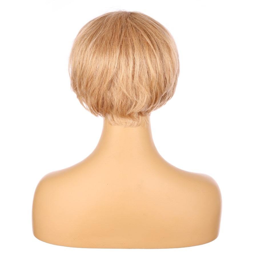 Peluca corta de 10" de color rubio fresa, cabello humano Remy de 10 pulgadas con flequillo # numh1912061
