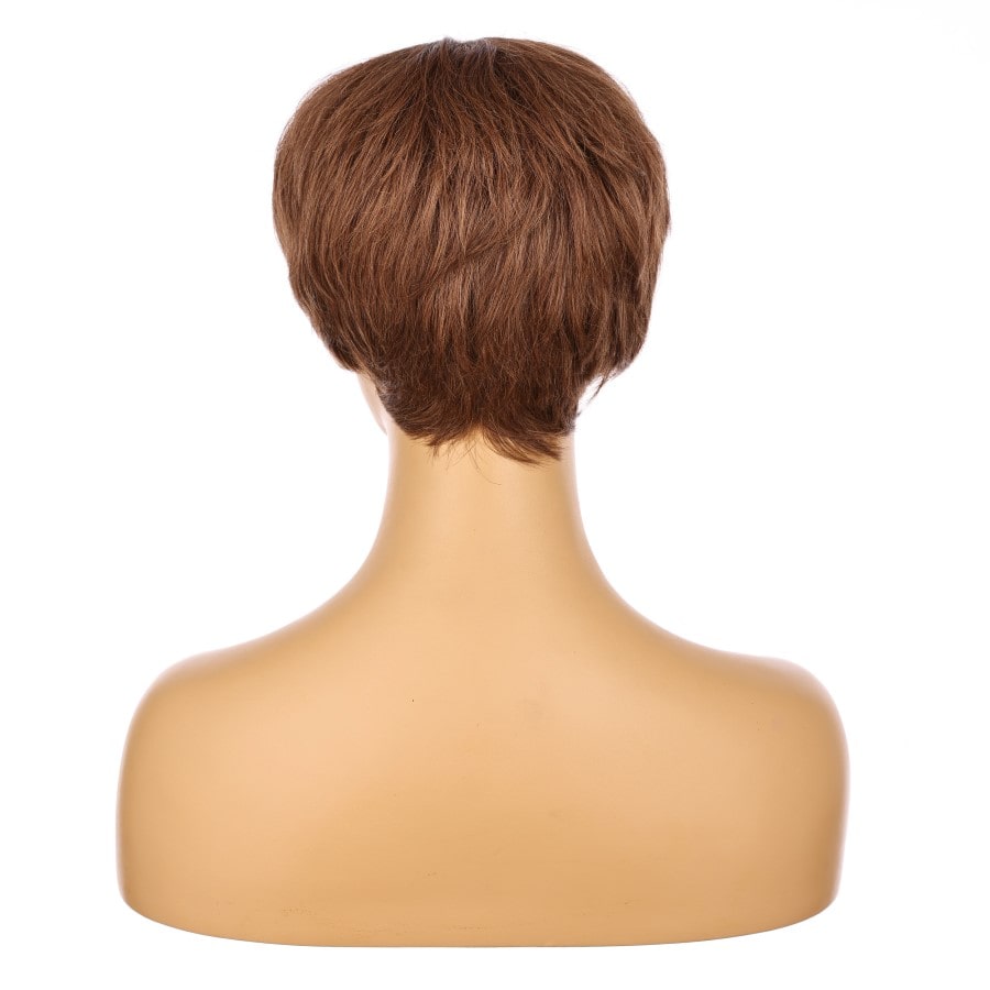 Perruque courte Auburn 10 pouces 10 pouces cheveux humains Remy avec bang # 9-2