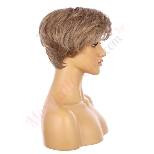 10" Dark Blonde Highlighted Short Wig 10 inch Remy Human Hair with bang # numh1911051
