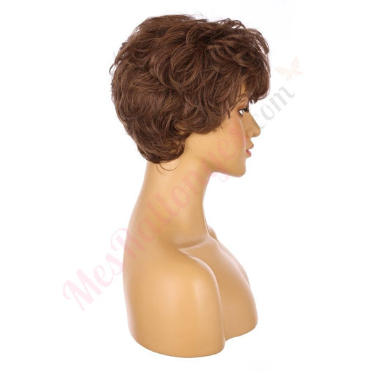 10" Chestnut Brown Short Wig 10 inch Remy Human Hair with bang # 15-2